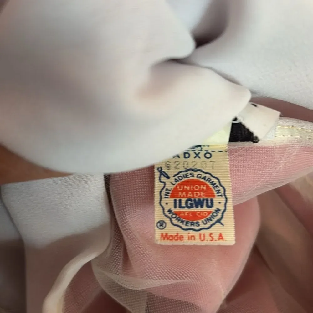 Vintage dress, R.E.O. Originals, size 14, pink with a cream colored lace collar - Picture 11 of 14